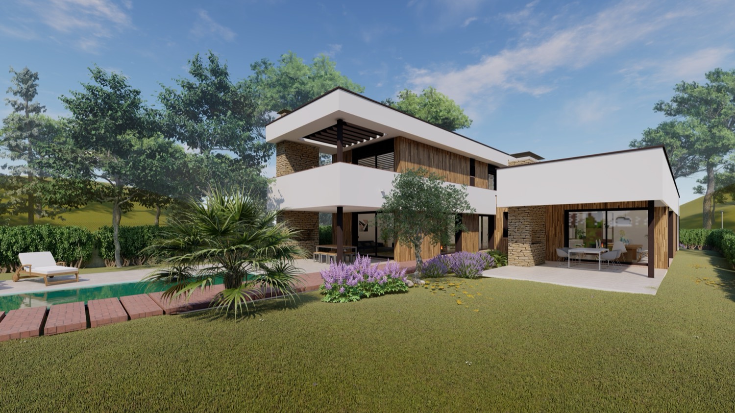 Casa Mediterránea: volúmenes puros que se abren al jardín